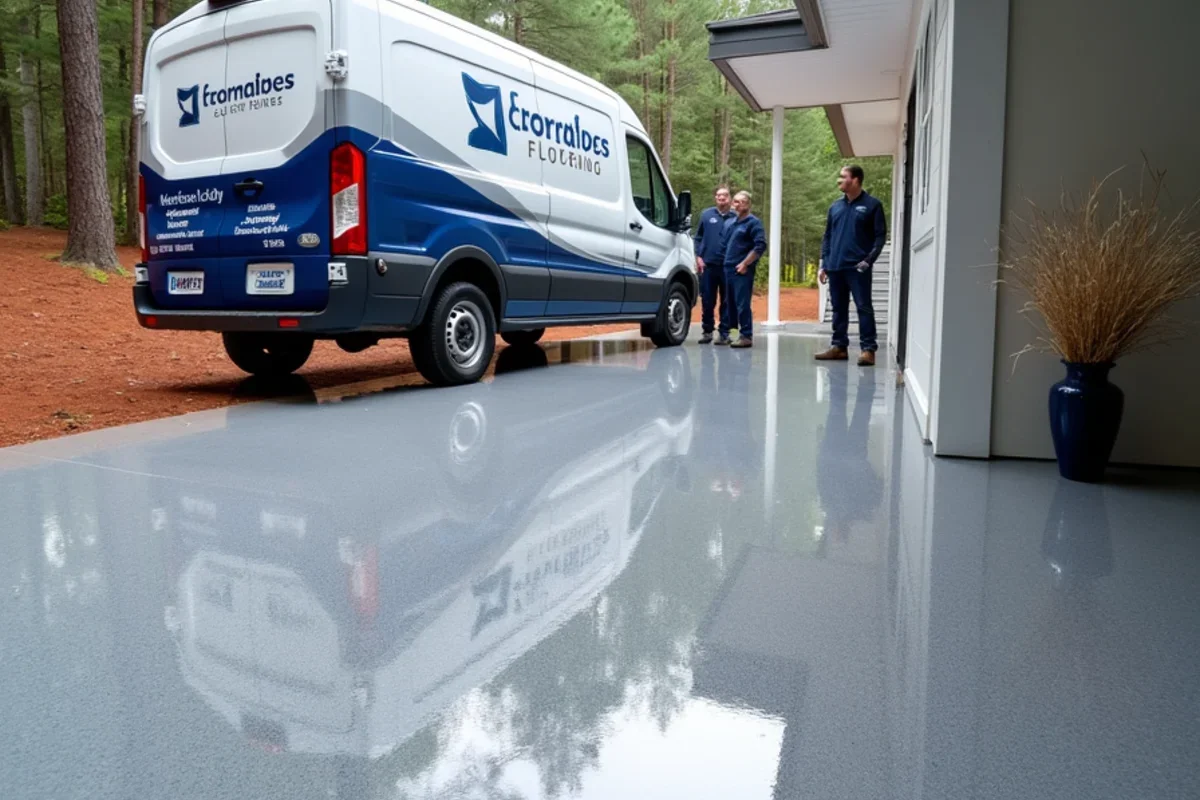 Flooded basement restored with seamless waterproof flake epoxy coating