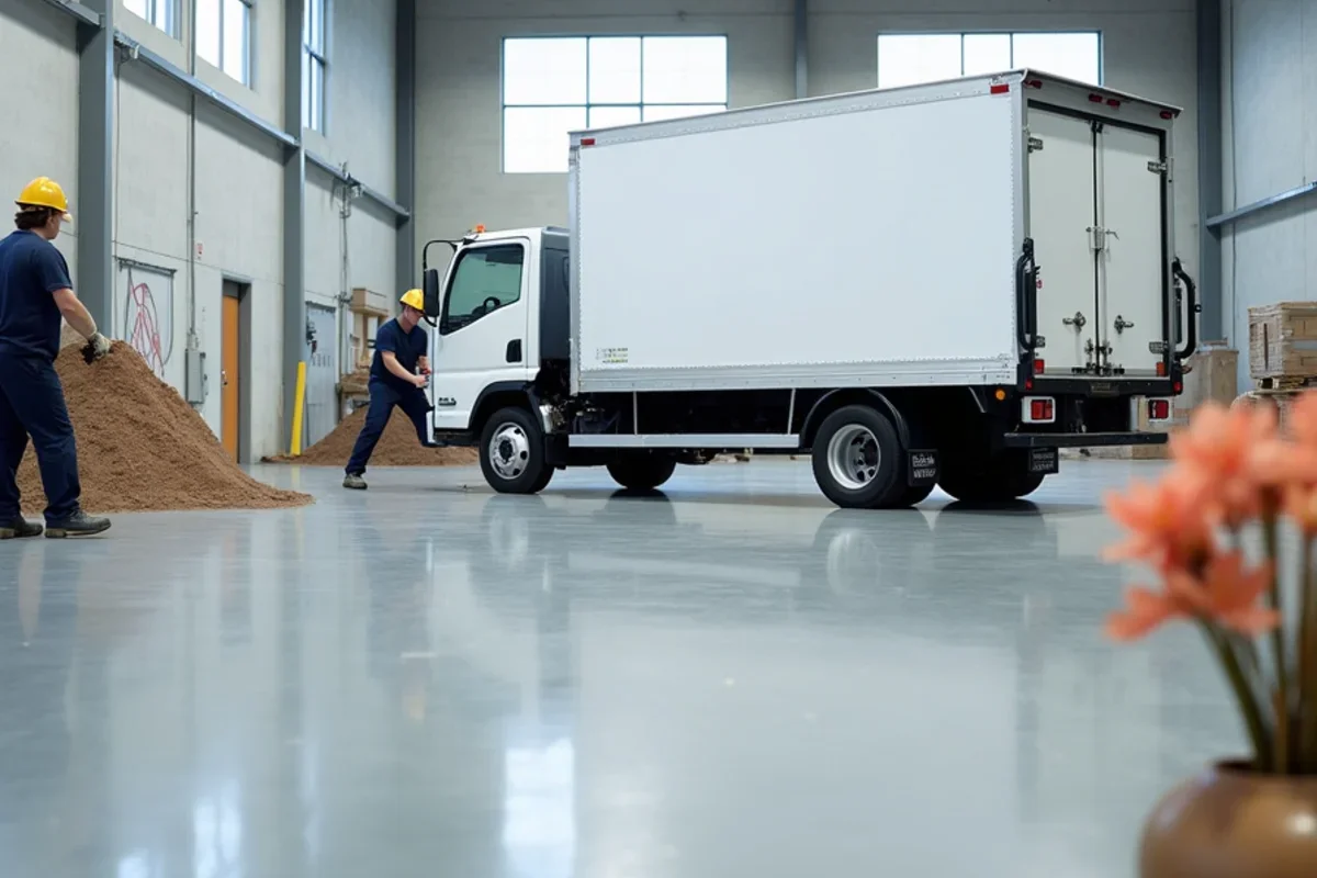 Completed 50,000 sq ft logistics distribution center with sealed and dustproofed concrete floor
