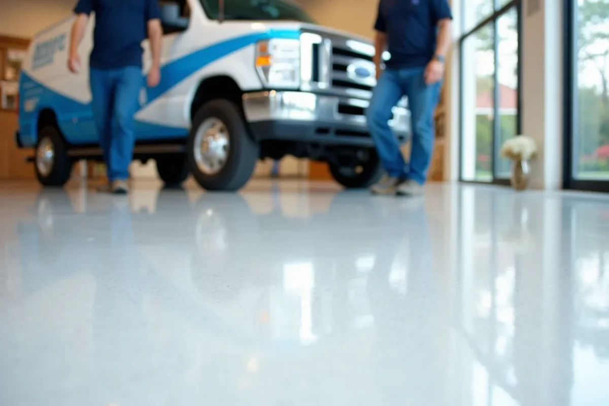 Pristine chemical-resistant high-traffic commercial epoxy floor in an Atlanta retail showroom