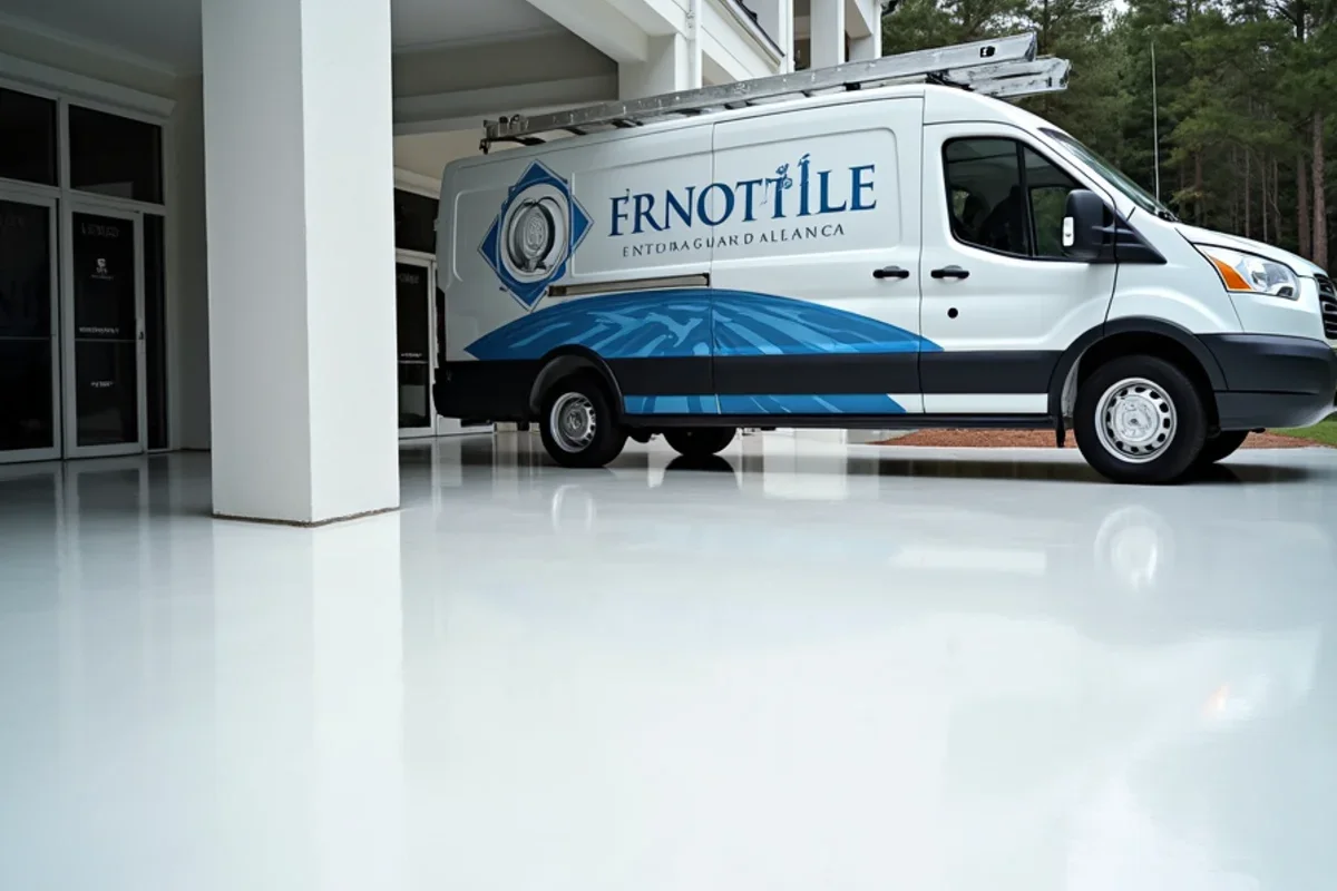 Custom pearl white metallic epoxy floor installed for an Atlanta dental clinic