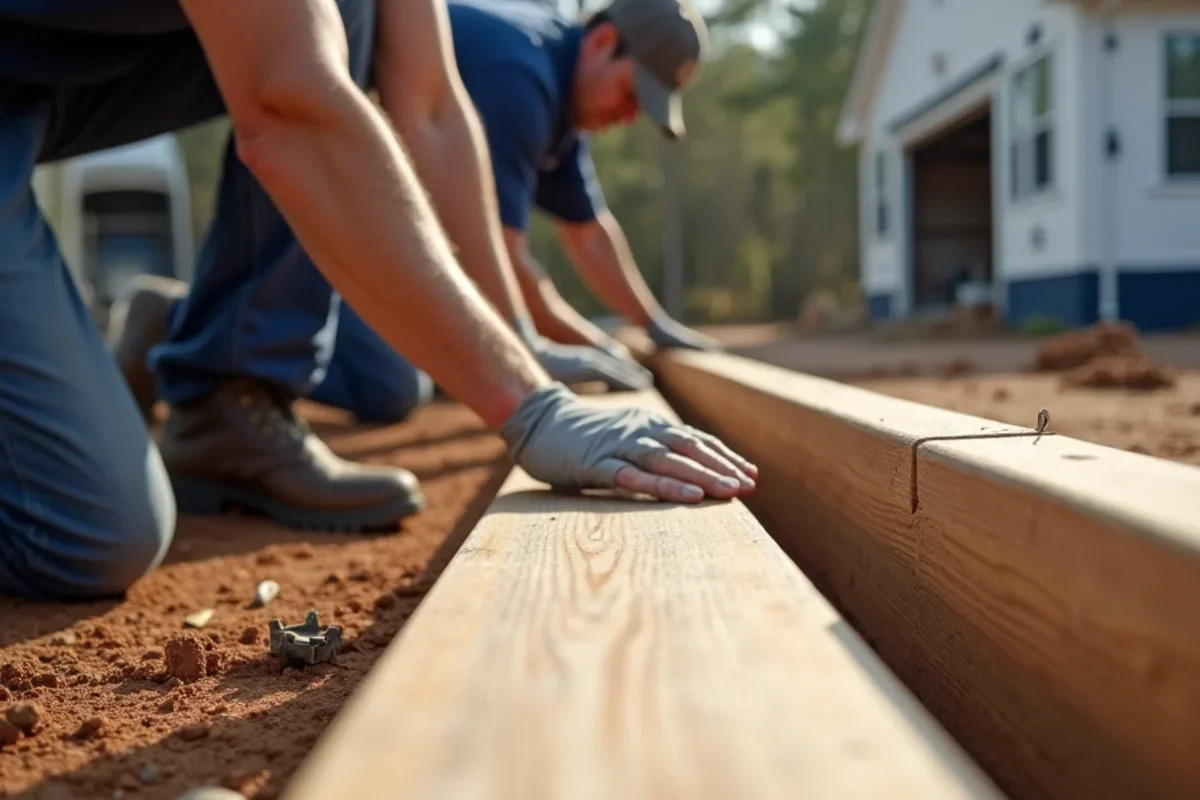 Applying heavy-duty polyurethane structural adhesive along staircase stringers before setting solid oak treads in Atlanta