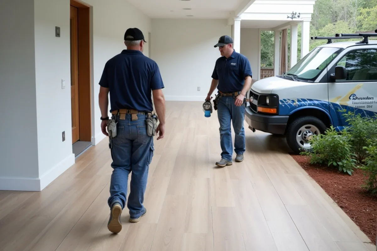 Waterproof luxury vinyl plank installed in an Atlanta daylight basement