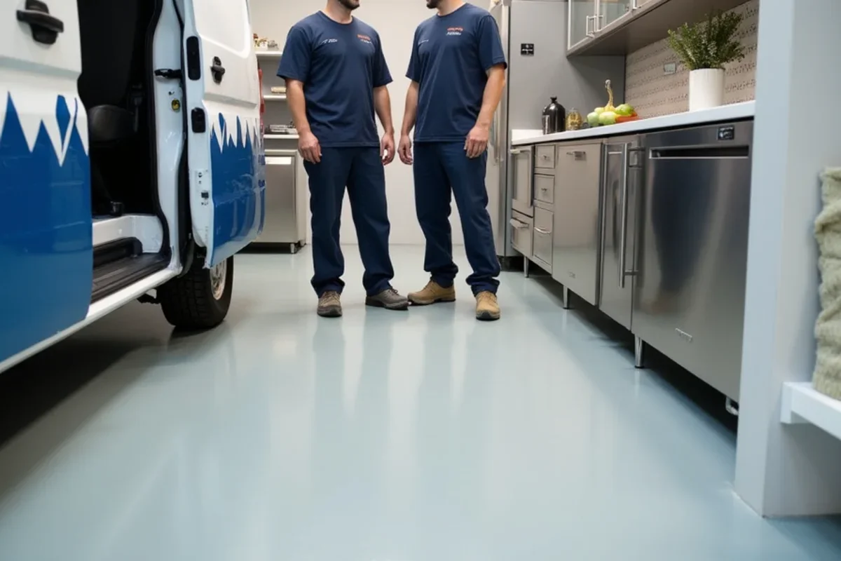 Thermal shock resistant urethane cement commercial kitchen flooring in Chamblee GA