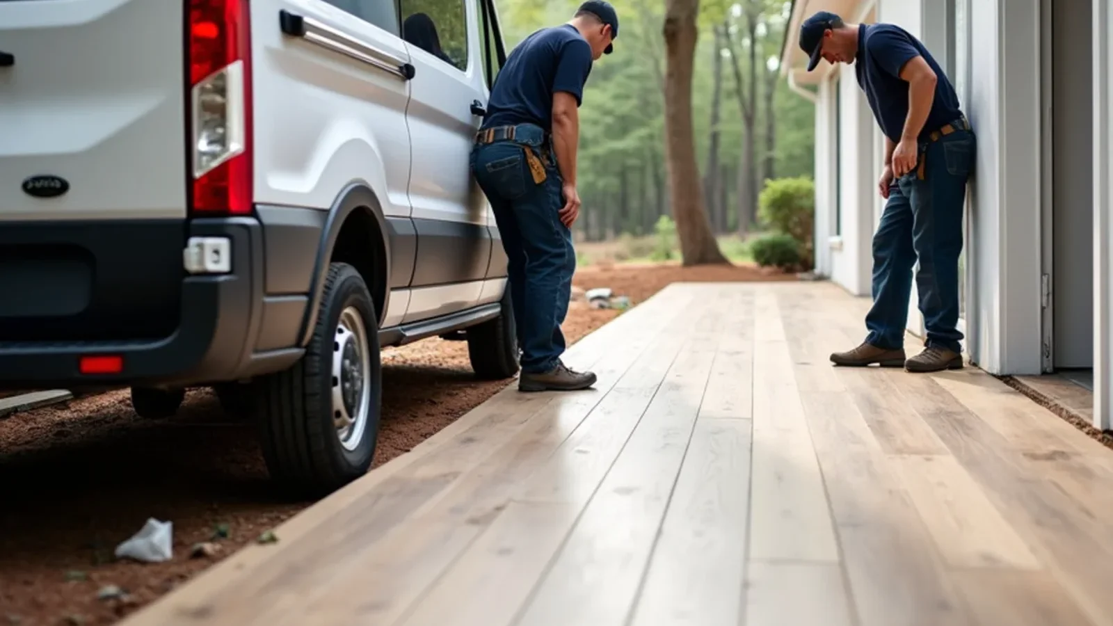 Luxury vinyl plank LVP floor installation with waterproof rigid core in an Atlanta GA home