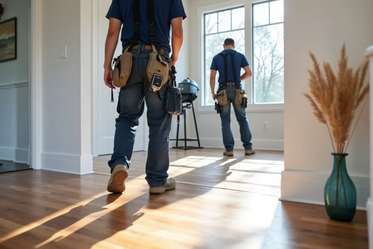 Completed modern hardwood floor installation in a renovated Belvedere Park ranch