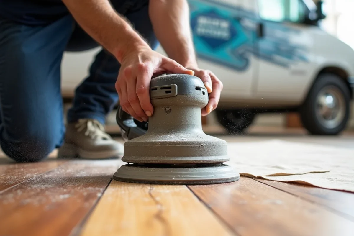 Dustless sanding of 1950s oak strip flooring in Ashford Park Brookhaven