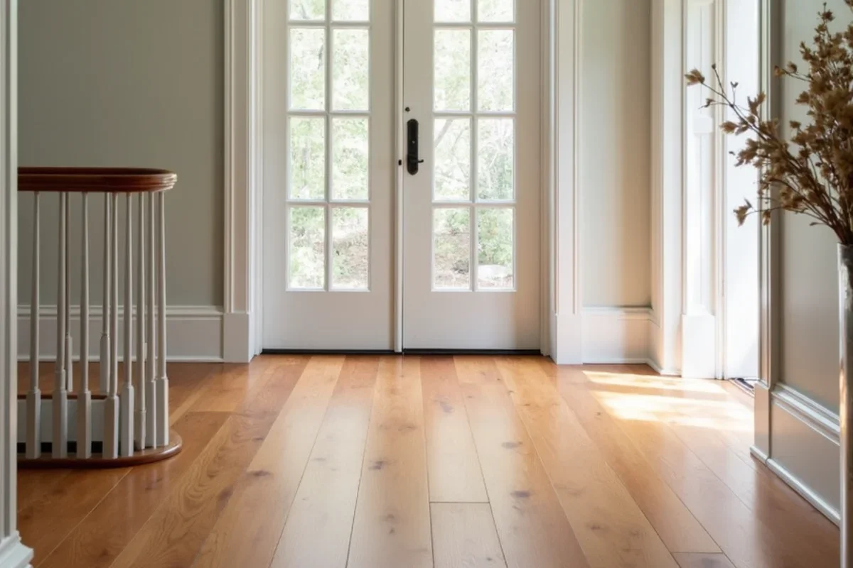 Completed restored heart-pine parlor floor in a College Park Queen Anne home