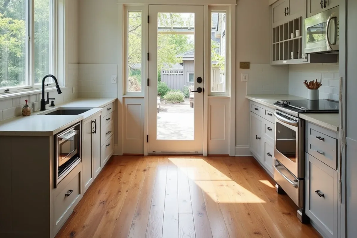 Antique heart-pine floor in an Oakhurst Decatur Craftsman bungalow