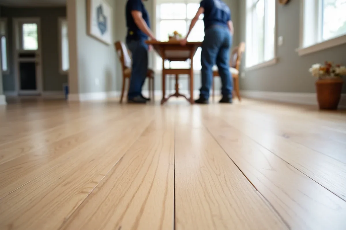 Beautiful natural matte finish white oak hardwood floor in a Decatur dining room