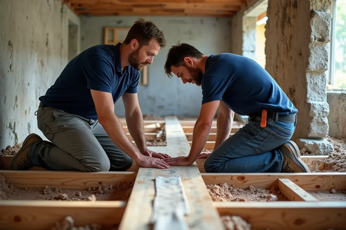 Sistering floor joists and repairing rotted subfloor in an East Point crawlspace home