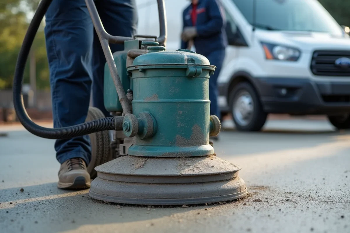 Concrete surface preparation with planetary diamond grinders and HEPA dust extractors in a Forest Park GA commercial industrial facility
